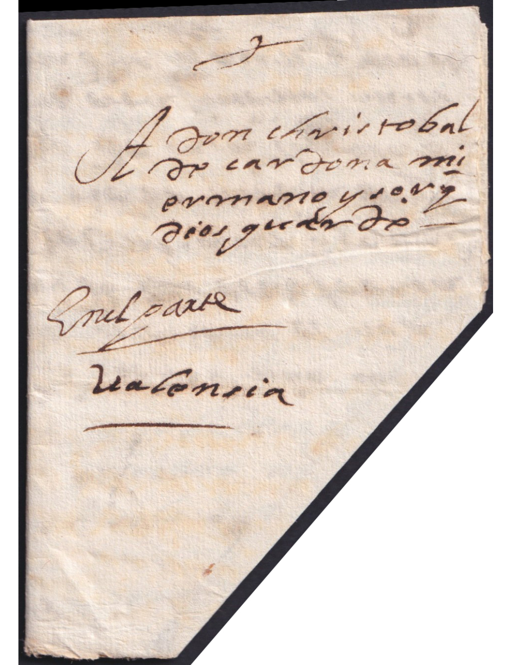 1660 (8 DIC) Alcalá (de Chivert) a Valencia. Indicación mns. “En el parte”. Muy interesante correo valenciano del s.XVII con for