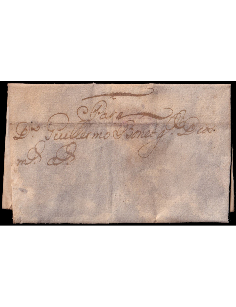 1758 (8 MAR) Roma. Sin marcas postales y manchas de vinagre por desinfección. Muy interesante carta con dirección parcial por re